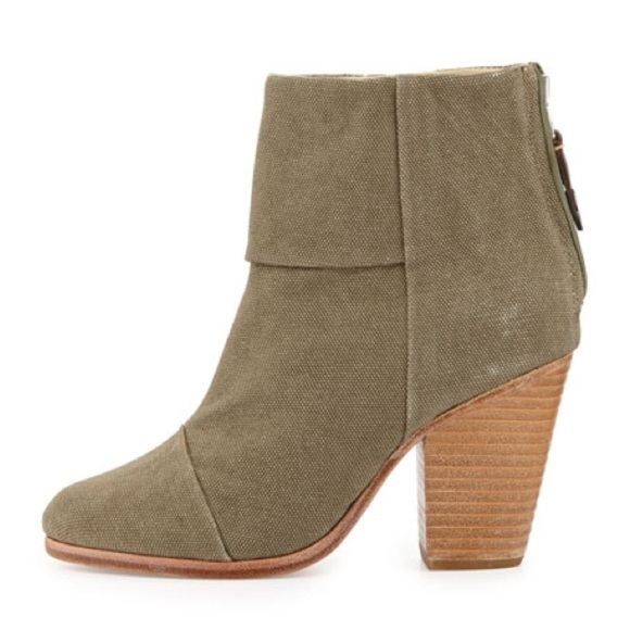 Rag & Bone / Newbury canvas olive green heeled Ankle Boot 36 6 - Picture 2 of 7